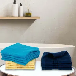 Bianca D'ross Multicolor 100% Cotton 380 GSM Face Cloths - Set of 12-image-55