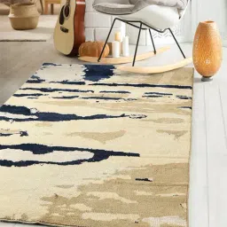 Saral Home Beige & Blue Cotton Carpet - Set of 1-16