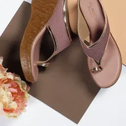 Monrow Women's Pink Toe Ring Wedges-image-37