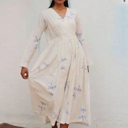 Chidiyaa Bougainvillea Soleil Blockprinted Cotton Dress-picture-43