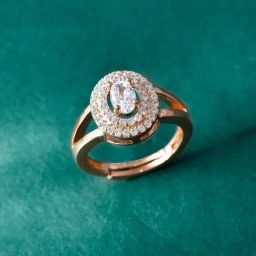 Voylla Rose Gold Sparkling Elegance Eternity American Diamond Solitaire Casual Ring-picture-15