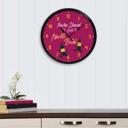 eCraftIndia 'Nasha Sharab Me Hota Hai...' Purple Designer Round Analog Black Wall Clock-image-2