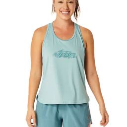 Asics Nagino Graphic Run Green Printed Tank Top-image-14