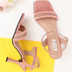 Elle Women's Peach Ankle Strap Stilettos-63