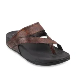Walkway Men's Brown Cross Strap Sandals-picture-13