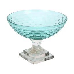 Home4U Aqua Glass Kelby Thumb Cut Fruit Bowl-image-12