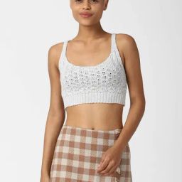 Forever 21 Grey Self Design Crop Top-image-67