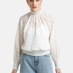 Kazo White Self Design Top-image-40