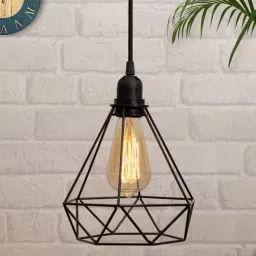 Homesake Fixture Farmhouse Black Metal Cage Lampshade Hanging Pendant Light (Bulb not included)-image-90