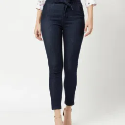 Crimsoune Club Navy Super Skinny Fit High Rise Jeans With Belt-image-87