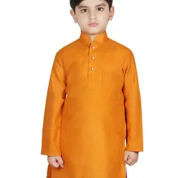 SG Yuvraj Kids Rust Solid Full Sleeves Kurta-17