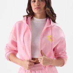 The Souled Store Pink Cotton Crop Hoodie-picture-18
