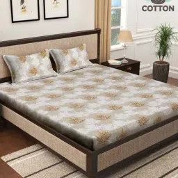 Klotthe Brown 400 TC Cotton Double Bedsheet with 2 Pillow Covers-picture-40
