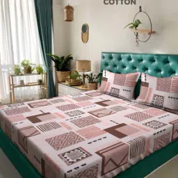 Klotthe Orange 400 TC Cotton Double Bedsheet with 2 Pillow Covers-picture-33