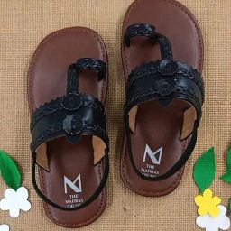 Madras Trunk Kids Brown & Black Toe Ring Sandals-image-73