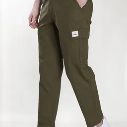DIVISIVE Men Relaxed Straight Leg Easy Wash Cargos Trousers-picture-0