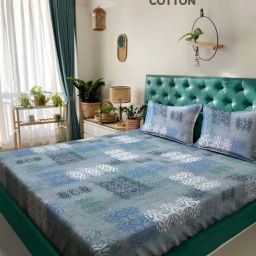 Klotthe Blue 400 TC Cotton Double Bedsheet with 2 Pillow Covers-image-132
