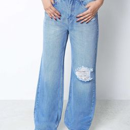 ZUYA Women Casual Super Wide Leg Non Stretch Solid Jeans-image-33
