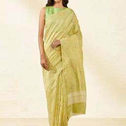 Taneira Light Green Printed Saree With Unstiched Blouse-picture-12
