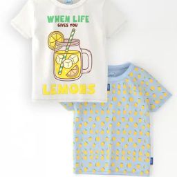 Nauti Nati Girls Multicolor Cotton Printed Regular Fit T-Shirt - Pack of 2-picture-5