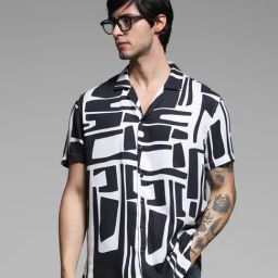 Jack & Jones Blue Viscose Regular fit Print Shirts-image-39