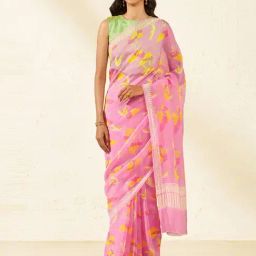 Taneira Pink Printed Saree With Unstiched Blouse-picture-47