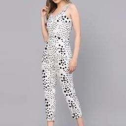 SELVIA White & Black Polka Dot Jumpsuit-image-67