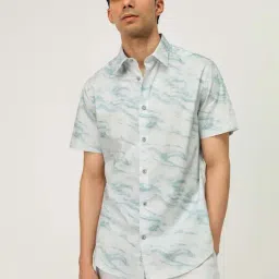 Andamen Green Cotton Slim Fit Printed Shirt-picture-21