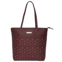 Caprese Popsicle Maroon Textured Large Tote Handbag-image-51