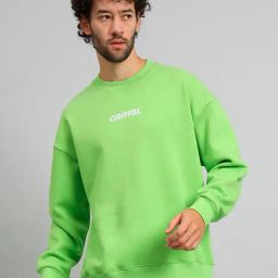GRIFFEL Parrot Green Loose Fit Logo Print Oversized Sweatshirt-picture-36
