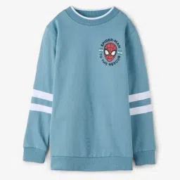 The Souled Store Kids Blue Cotton Printed Full Sleeves Spiderman Sweatshirt-picture-35