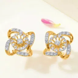 P.N.Gadgil Jewellers 14KT Yellow Gold and Diamond Stud Earring for Women-image-86