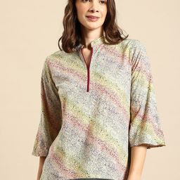 DARVI Ombre Print Mandarin Collar Top-picture-15