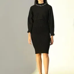 Showoff Black Acrylic Regular FitDress-image-44