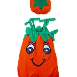Baby Moo Kids Orange & Green Cotton Printed Dress with Cap-image-37