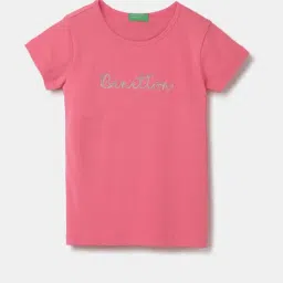 United Colors of Benetton Kids Pink Cotton Printed T-Shirt-image-87