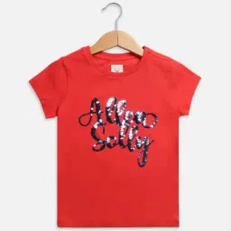 Allen Solly Junior Red Cotton Embellished T-Shirt-image-56