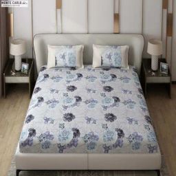 Monte Carlo Vibrant Blue Polyester 130 TC Queen Bedsheet with 2 Pillow Covers-image-71