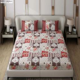 Monte Carlo Vibrant Multicolor Polyester 130 TC Queen Bedsheet with 2 Pillow Covers-18