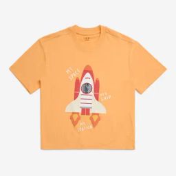 HOP Kids by Westside Orange Graphic Printed Cotton T-Shirt-image-31