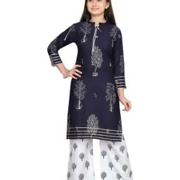 Aarika Kids Navy Cotton Printed Kurti-image-18