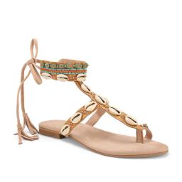 Tao Paris Beige St. Tropez T-Strap Sandals-image-16