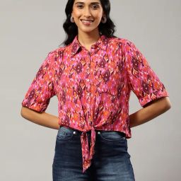 Label Ritu Kumar Red & Pink Rayon Printed Shirt-picture-9
