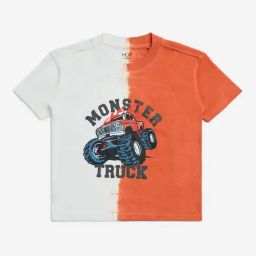 HOP Kids by Westside Orange Printed Cotton T-Shirt-picture-35