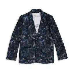 Cavio Kids Blue & White Printed Full Sleeves Blazer with T-Shirt-image-47