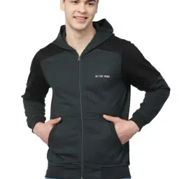 Kalt Dark Green & Black Regular Fit Hooded Sweatshirt-image-63