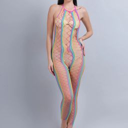 COLOR STYLE Self Design Sheer Rainbow Full Body Stocking-image-44