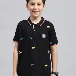 Monte Carlo Kids Navy Printed Polo T-Shirt-image-14