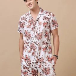 Bushirt Cream Regular Fit Printed Co-Ord Set-picture-13