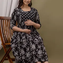 mad fury Floral Print Maternity Maxi Dress-image-61
